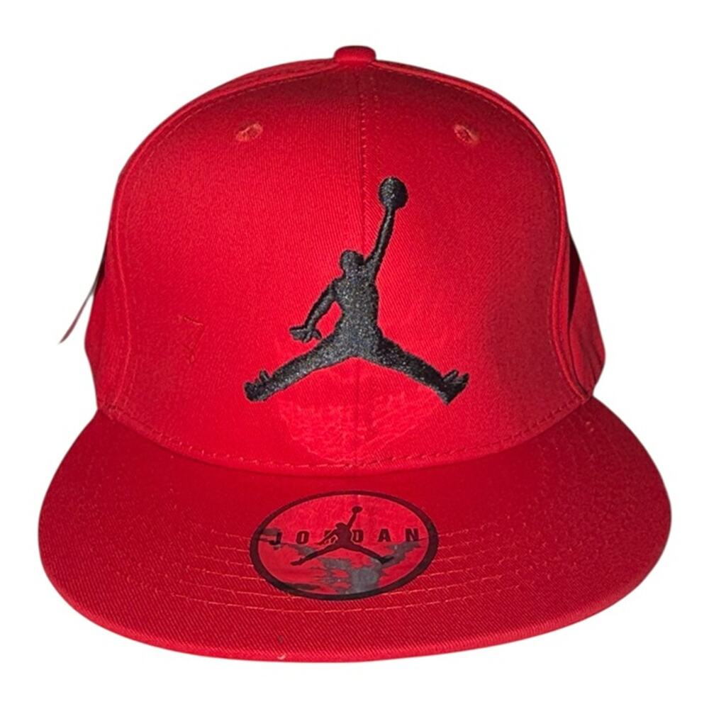 Nike Air Jordan Red Snapback Hat Black Jumpman Logo Flat Bill Cap